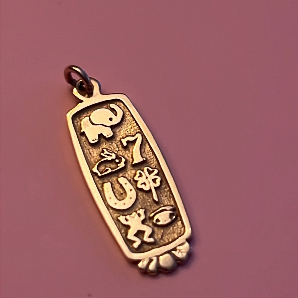 14KT GOOD LUCK RARE CARTOUCHE PENDANT